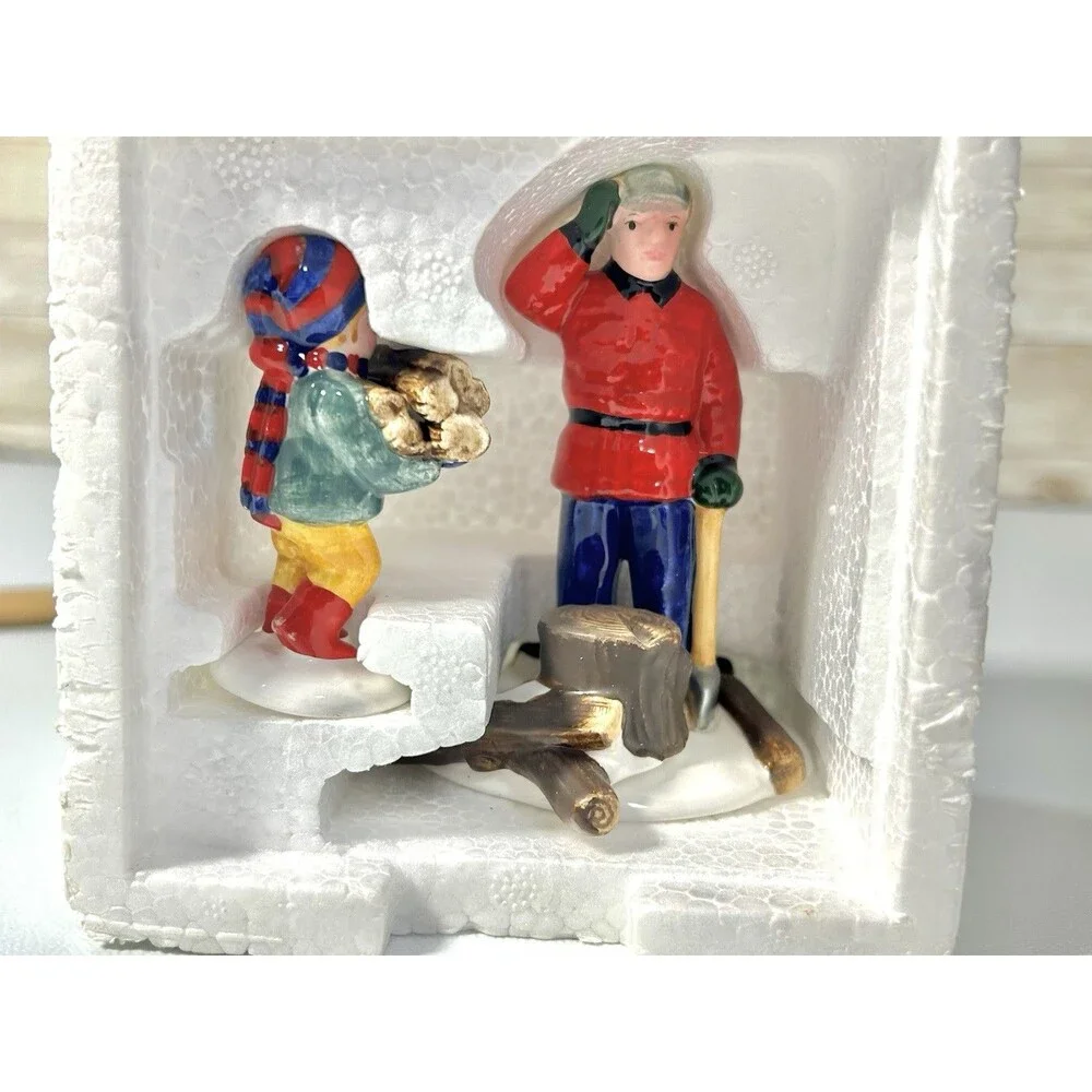 WOODSMAN AND BOY Set of 2 Snow Village Figures #5130-6 Department 56